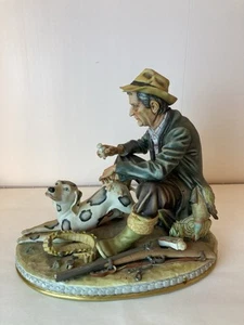 Vintage Capodimonte Porzellan Stück Jäger Mann Verband seinen Hund Figur siehe d - Bild 1 von 19