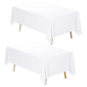 White Tablecloth Rectangle 60 x 102 Inch, 2 Pack 6ft Polyester Fabric Table C... - Picture 1 of 7
