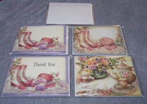 Sombrero Rojo y Sombrero Rosa Damas - 8 Tarjetas de Nota y Sobres en Blanco - Tú eliges - Imagen 1 de 7