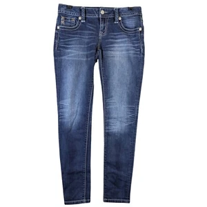 Miss Me Signature Skinny Jeans Embellished Pocket Dark Wash Size 27 (Fits 30x30) - Picture 1 of 11