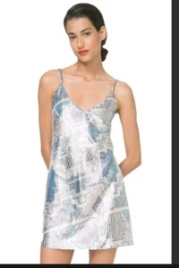 NWT Desigual Blue Strappy Metallic Dorotea Party Dress Size Medium Tribal Print - Picture 1 of 8