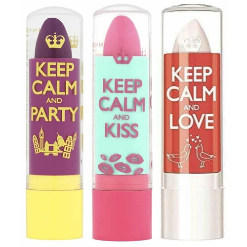 Paquete de 3 NUEVO brillo de bálsamo labial Rimmel Keep Calm & Party Kiss Love - ¡Sin repeticiones! (Sellado) Foto 1 de 1