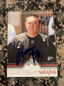 YOSUKE POSSUM NAKAJIMA Signed 2012 BASEBALL CARD 2021 LA Dodgers Trainer AUTO