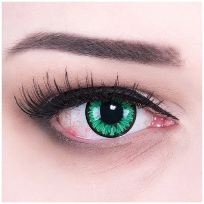 Fun crazy Kontaktlinsen Green Flower für Halloween - Fastnacht + GRATIS Behälter