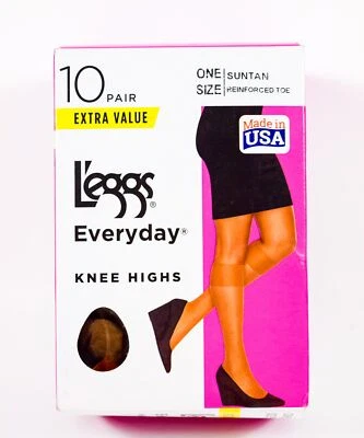 L'eggs каждый день колена высоты один размер загар усиленный носок 10 пар 43275 - Изображение 1 из 4