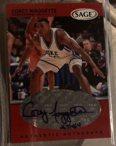 Corey Maggette Duke Blue Devils Basketball Autograph Sage Rookie Card Auto /484
