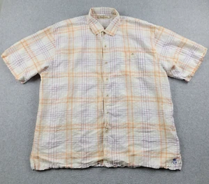 Tommy Bahama Hemd Herren 2XL orange kariert Leinen Baumwolle Knopfleiste Kurzarm - Bild 1 von 12