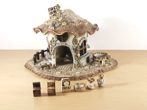 Ceramic Rabbit Fairy Mushroom House Tea Candle Holder Decoration L26cm W21cm H16 - Picture 1 of 24