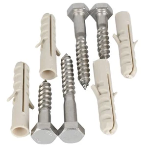 M5 M6 A2 Stainless Steel Coach Screws Hex Head Wood Screw With Nylon Wall Plugs - Picture 1 of 12