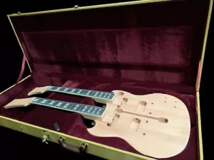 12/6 SOLID DOUBLE NECK ELECTRIC GUITAR DIY KIT AND HARD SHELLTWEED CASE - Picture 1 of 7