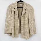 Talbots Womens Jacket Size 22W Tan Brown Tweed Open Front Midweight Lined Blazer