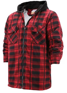 Men's Flannel Fleece Lined Plaid Sherpa Hoodie Jacket Size M - Picture 1 of 3