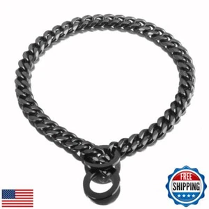 RUMYPET Black Dog Chain Collar 11mm/15mm/19mm Cuban Link Chain Dog Collar Che - Picture 1 of 5