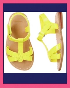 NWT 7 Gymboree “PAINTING PALS” Bright YELLOW SANDALS SHOES faux Patent Leather - Picture 1 of 2