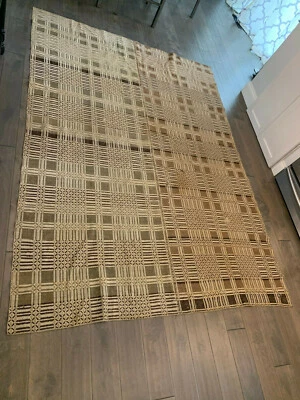 Alfombra tejida yoruba africana posiblemente edad desconocida con diseño geométrico Foto 1 de 4