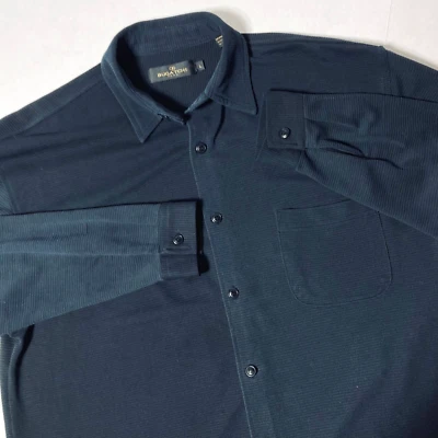 Bugatchi Uomo Shirt Men'S Size Large Black Button Up Long Sleeve Chest Pocket - Image 1 of 4