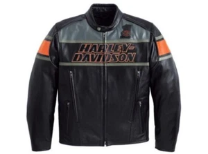 NEW Harley Davidson Men's Biker Black Motorcycle jacket -in most premium leather - Picture 1 of 5