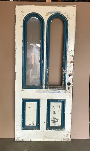 1 Antique Wood 36x83 Decorative Double Arched Glass Farmhouse Door VTG 664-23B Cover