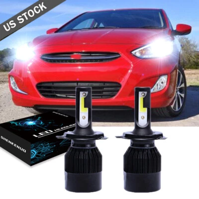 2x For  Hyundai Accent 2001-2018- LED Headlight H4 9003 High & Low Beam Light C9 - Image 1 of 4