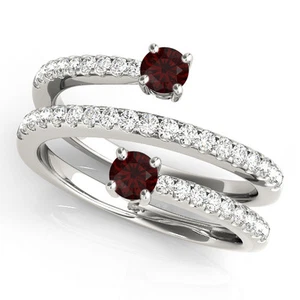0,50 Karat Gesamtgewicht Spirale Duo Granat Edelstein Wirbel Ring - Bild 1 von 3