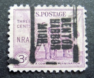 Sc # 732 ~ 3 cent National Recovery Act Issue, Precancel, BENTON HARBOR MICH. - Picture 1 of 1