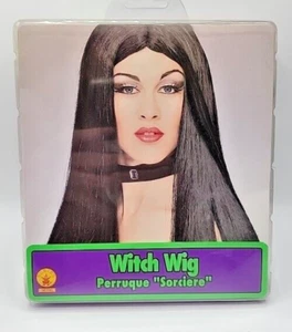 Disfraz Rubíes Halloween Peluca Bruja Sintética Cher Morticia Negro 60" NUEVO - Imagen 1 de 2