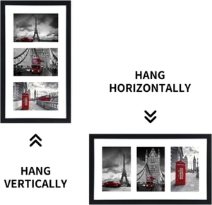 Collage Picture Frame for Three 4x6 Black 8.5 x 15" Gallery Wall Frame - Picture 1 of 3