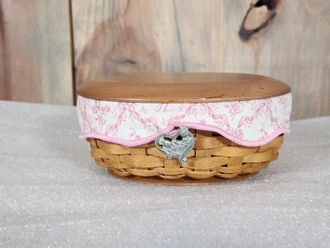 Longaberger 2003 Horizon of Hope Basket Lid Liner Protector + Tie on gently used Cover