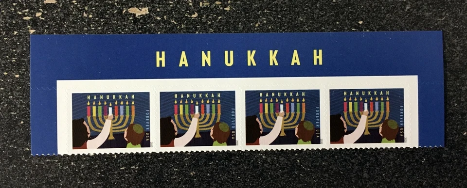 2020USA #5530 Forever Hanukkah - Header Block of 4  mint christmas - Image 1 of 1