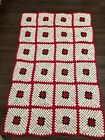 NEW Hand Crocheted Christmas Poinsettias Throw/Afghan 40” X 60” Red/green/cream