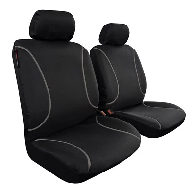 Fundas de asiento de coche de lona impermeables negras correas grises para Ford Figo Foto 1 de 4