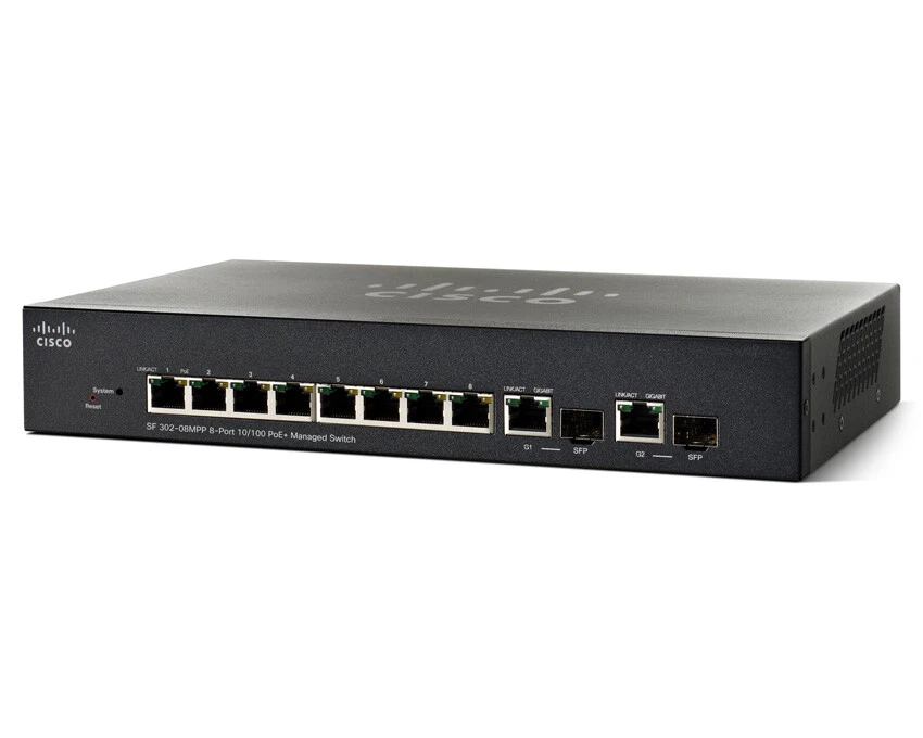 NEW Cisco SF302-08MPP  10/100 8 Port Max Power PoE+ Layer 3 - Managed Switch - Image 1 of 1