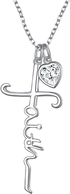 Ожерелье с крестом серебро 925 пробы бесконечность любовь Бога сердце крест подвеска гриф - Изображение 1 из 4