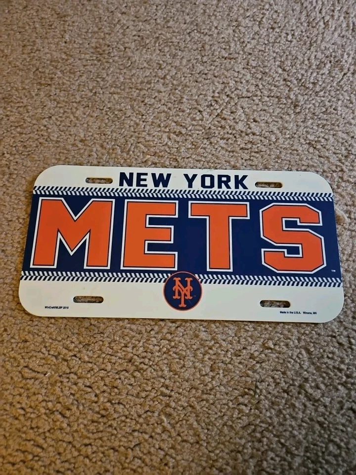 NEW YORK METS 6"x12" OFFICIAL LOGO LICENSE PLATE CAR NEW WINCRAFT ⚾ - Image 1 of 1