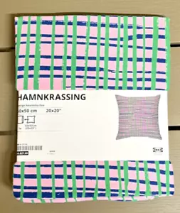 IKEA HAMNKRASSING Cushion cover, Pillow Case Pink / Blue Green, 50x50 cm, 20x20" - Picture 1 of 5
