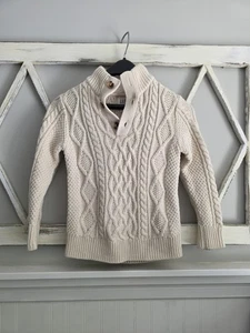 Gap Kids Cable-Knit Mockneck Sweater Sherpa Lined Youth Size Small Chino/Tan - Picture 1 of 5