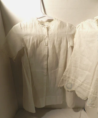 White Linen Hand Made Vintage Baby Dress With Matching Slip. Size 3-6 Mon. NICE - Image 1 of 4