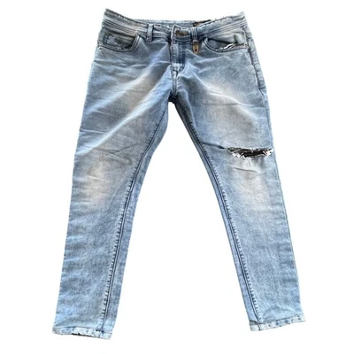 Wrangler Distressed Skinny Jeans Mens 33 Light Wash Grunge Thrashed Streetwear - Image 1 of 4
