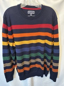 Club Room Men’s 2XL Navy Colorful Stripe Sweater Merino Wool Acrylic Blend - Picture 1 of 8