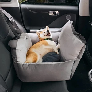 Funny Fuzzy Grey Bear Ears Pet Car Safety Bed Multifunctional Dog Car Seat £80 - Picture 1 of 6