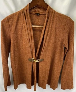 Rafaella Women's Size Medium Cardigan Open Front Burnt Orange Cardigan Sweater - Picture 1 of 8