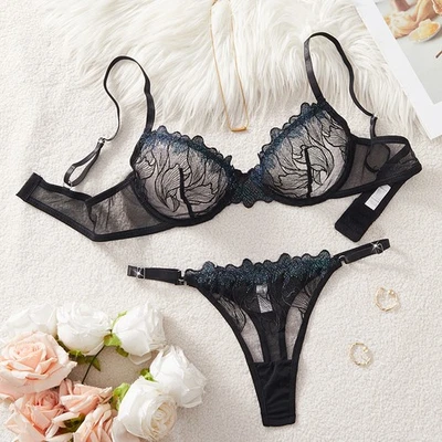 Unpadded Sissy Crossdresser Bras Set Lace Halloween Sexy Lingerie Mens Underwear - Image 1 of 4