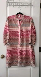 Blusa túnica Coral Bay para mujer cuello en V mangas 3/4 ligera rosa naranja talla L - Imagen 1 de 11