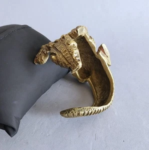 Bracelet manchette bronze doré à motif d'alligator -Bernard Delettrez style - Imagen 1 de 17