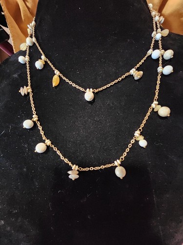 VETEMENTS Collana catena oro Talbots con perline finte distanziate 48" usura lunga o doppia