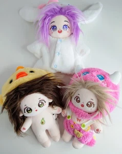 Conjunto de 3 muñecas de peluche de anime Kawaii de vestir lindo juguete suave coleccionables, 20 cm - Imagen 1 de 6
