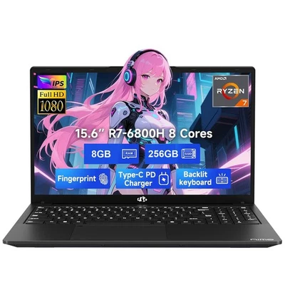 15.6 IPS FHD Laptop, 8 Cores AMD Ryzen 7 6800H 8GB DDR5 RAM 256GB SSD 680M GPU - Image 1 of 4