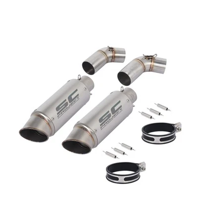 For Ducati Monster 695 696 795 796 1100 Two Exhaust Tips Mid Tail Muffler Pipe - Image 1 of 4