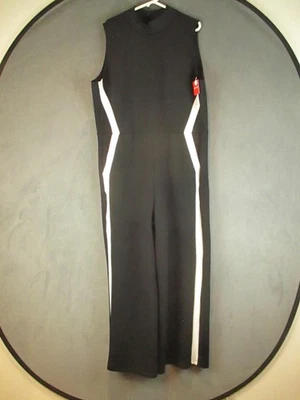 Spanx Jumpsuit Womens 3X Petite AirEssentials Stripe Stretch Sleeveless Black - Image 1 of 4