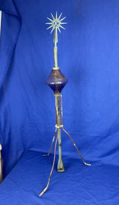 Pararrayos C.1910 con bola de amatista ELECTRA y remate de punta Sunburst de 11 puntos Foto 1 de 4